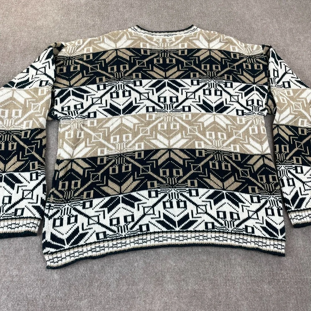 Vtg Tony Lambert Collections Sweater Mens Large Multicolor Geometric Chunky Knit